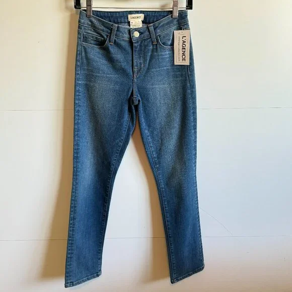 NWT L'Agence Skinny Straight Jeans in Medium Wash - Picture 2 of 8